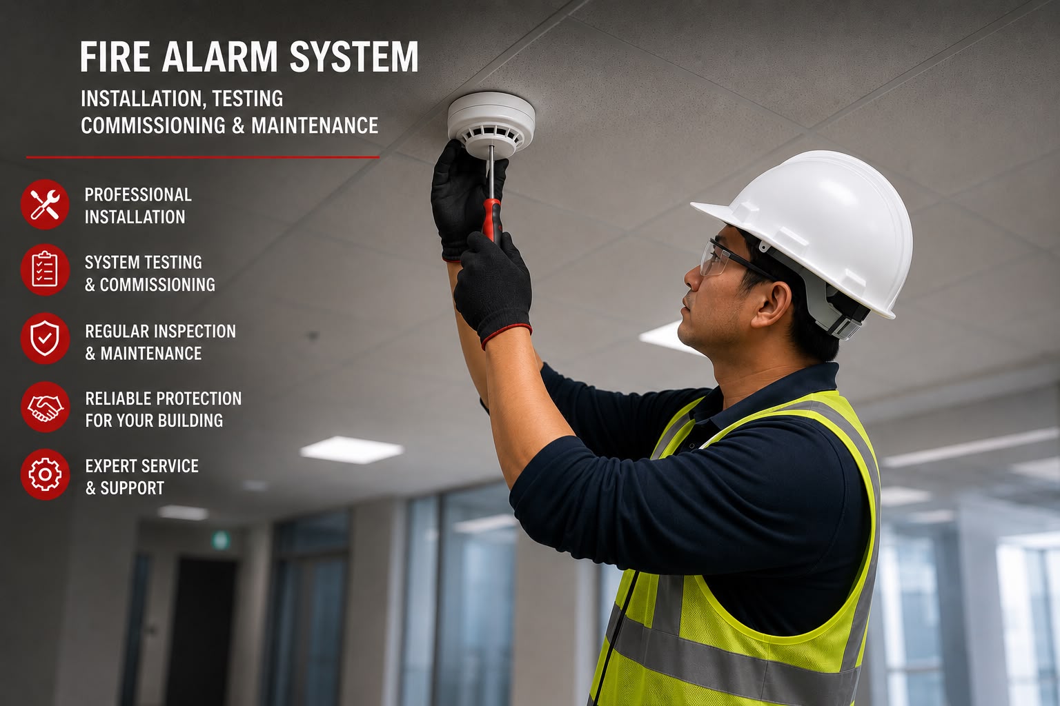 Fire alarm system installation and preventive maintenance in Doha